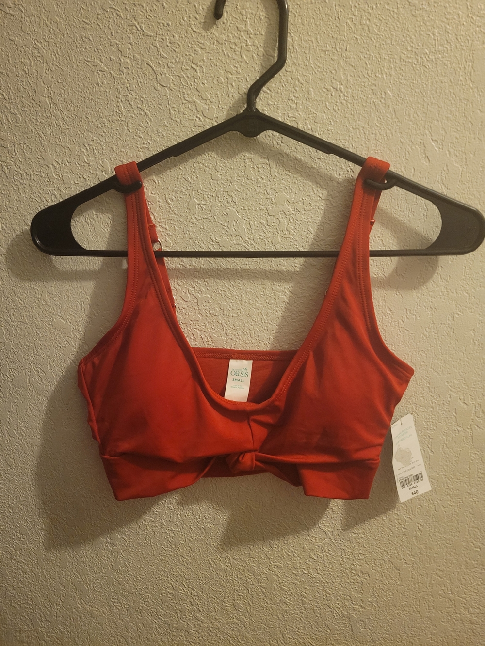 Red/Orange Swim Top with Twist Front